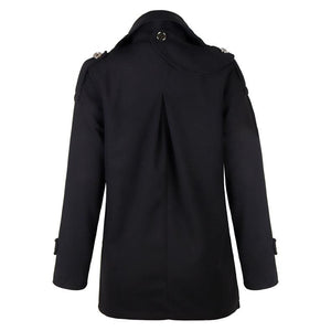 Plus Size Buttoned Solid Casual Shawl Collar Coat