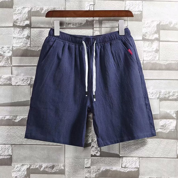 Shorts rectos para hombre hechos de algodón suelto y lino