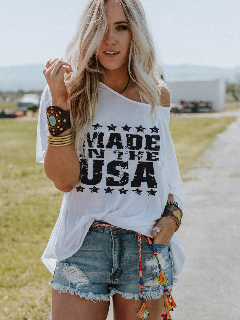 Unabhängigkeitstag der Frauen Made In USA Print Casual T-Shirt