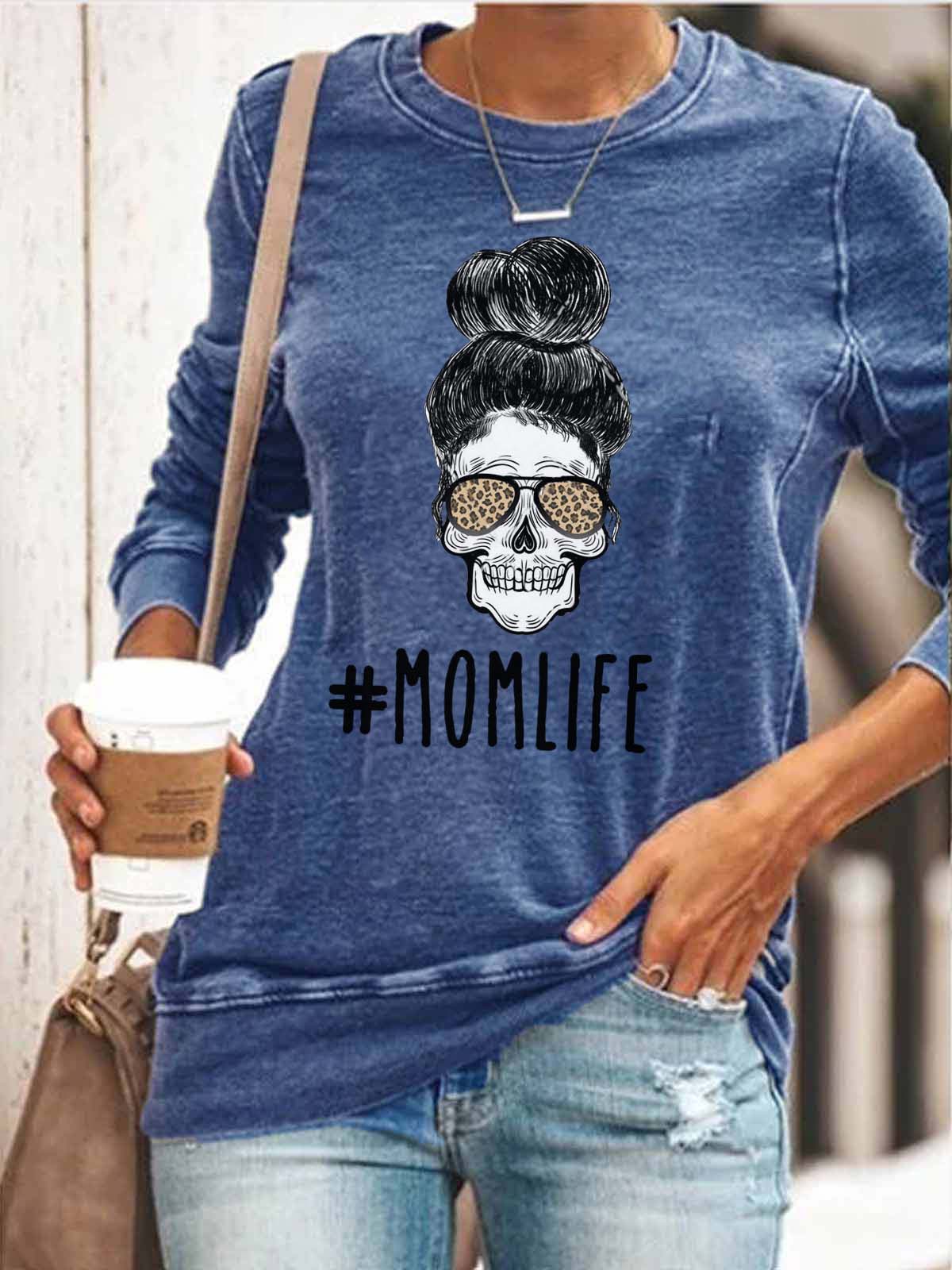 Frauen Mom Life Skull Cheetah T-Shirt
