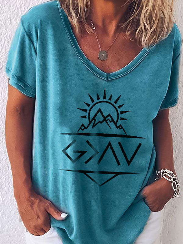 Faith V-Ausschnitt Kurzarm Top