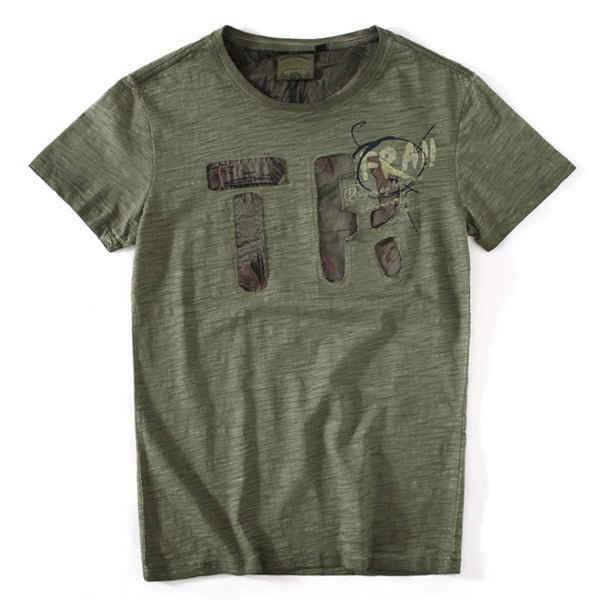 Herren Vintage Letter Logo Rundhals Kurzarm T-Shirt