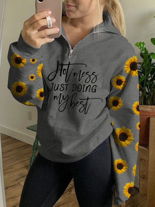 Heiße Sauerei für Frauen, die gerade mein bestes Sonnenblumenmuster-Reißverschluss-Sweatshirt tut