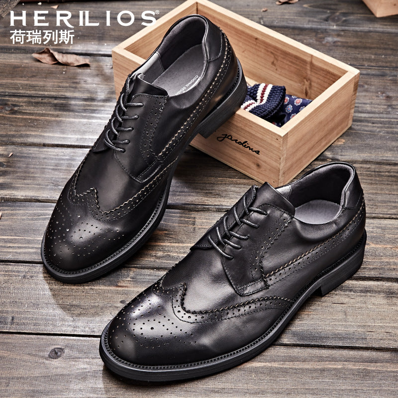 Sactino Brogue Lederschuhe in Braun / Schwarz