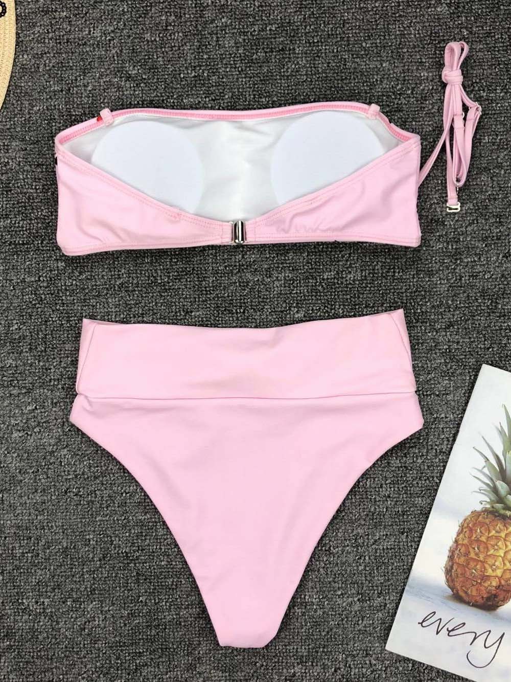 Traje de baño sexy y lindo con estampado de amor y cintura alta