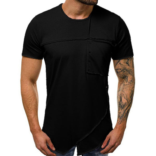 Camiseta de hombre con costuras de cuello redondo.