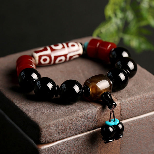 Pulsera vintage de ónix negro para hombre