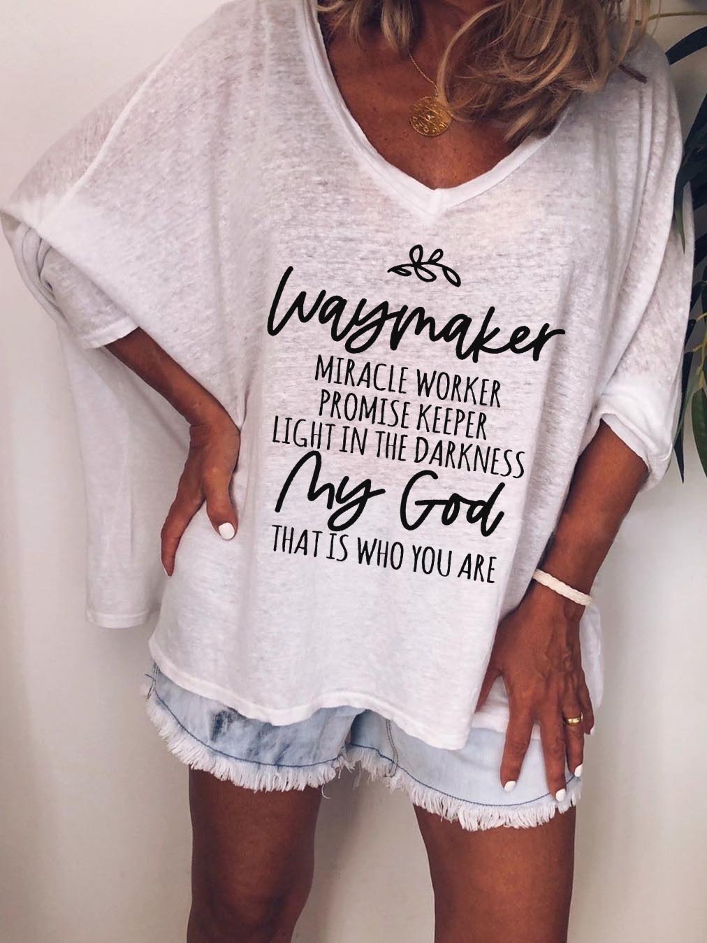 Way Maker Letras débil camiseta impresa floja