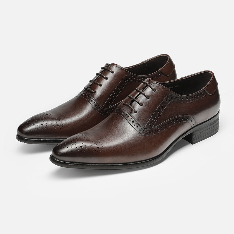 Sactino Brogue Lederschuhe in Schwarz / Kaffee Farbe