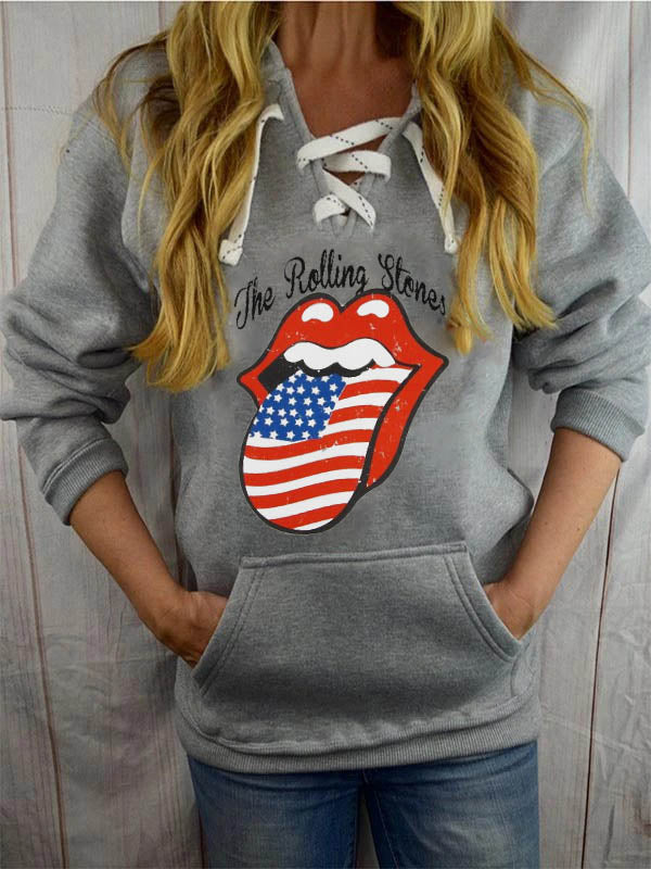 Suéteres de mujer &quot;Rolling Stones Print&quot; con encaje