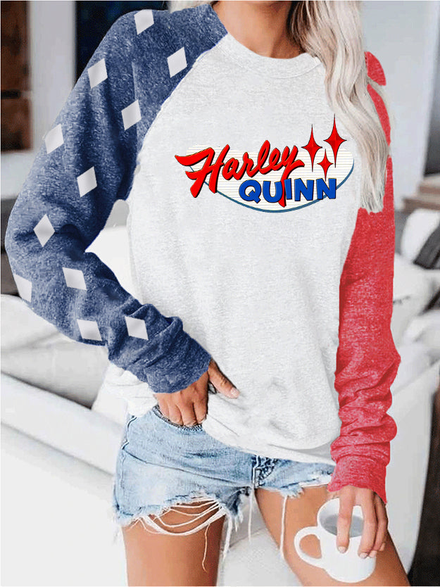 La Sra. Harley Quinn teñió el suéter con mangas largas.