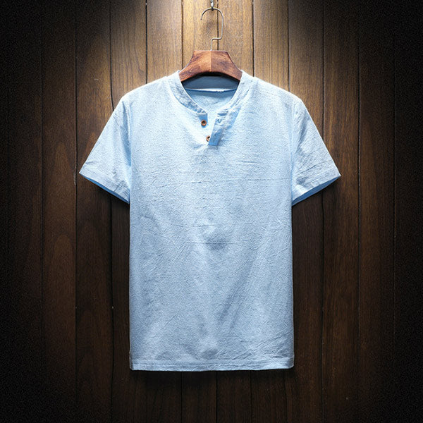 Kurzarm-T-Shirt aus chinesischem Leinen für Herren