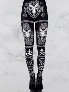 Frauen Retro Ziege drucken Hip Stretch Stretch Leggings