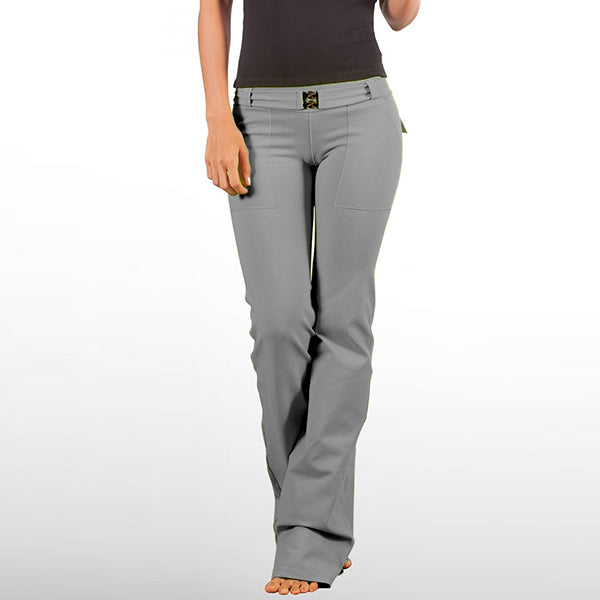 Pantalones de yoga con corte de botas y bolsillos con solapa para mujer