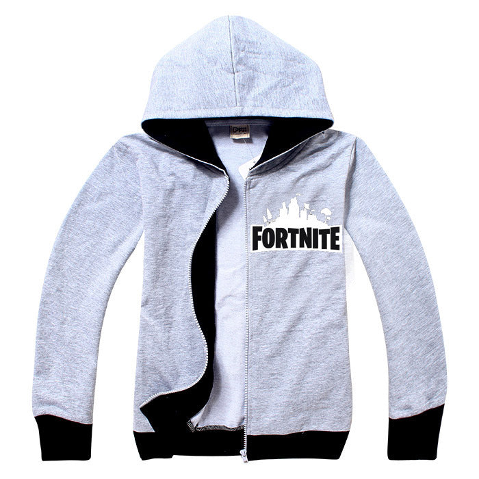 Fortnite Print Long Sleeve Zipper Sweater for Kids