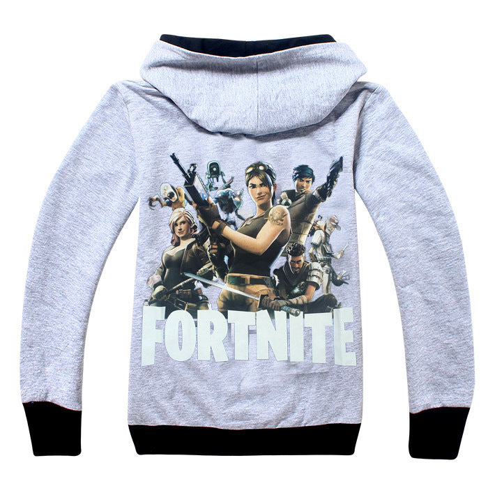 Fortnite Print Long Sleeve Zipper Sweater for Kids