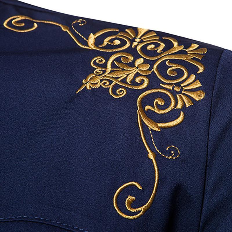 Herren Palace Besticktes schmales Langarmhemd