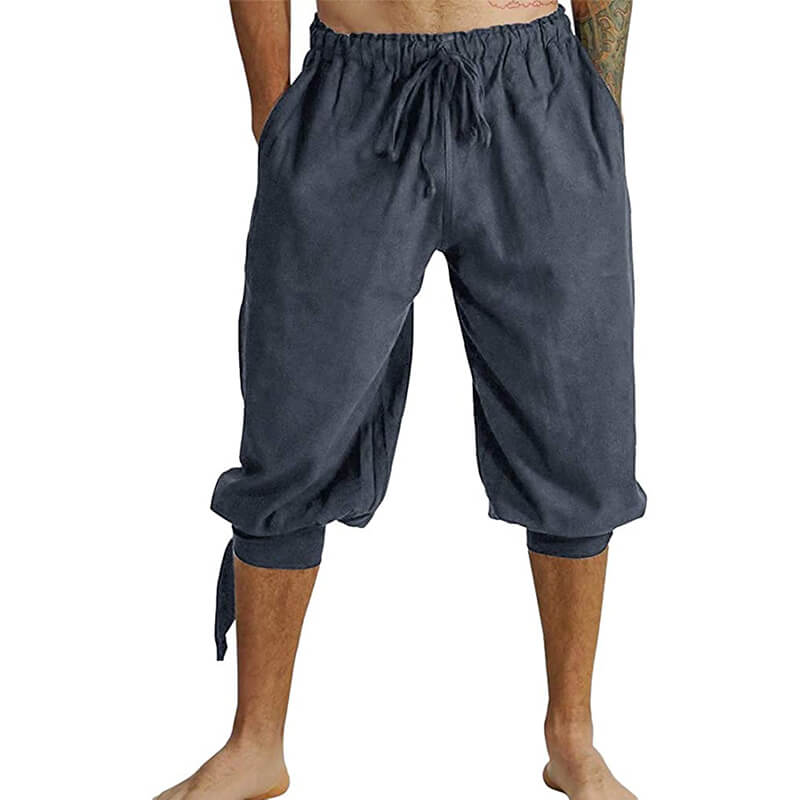 Pantalones cortos de lino de cintura elástica de cuerda suave transpirable de verano para hombres