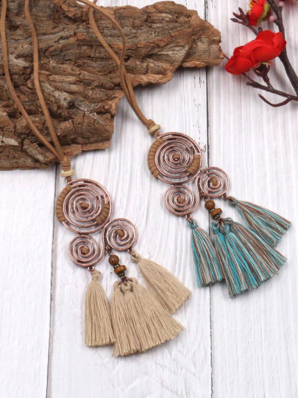 Collar largo redondo de maceta, estilo vintage