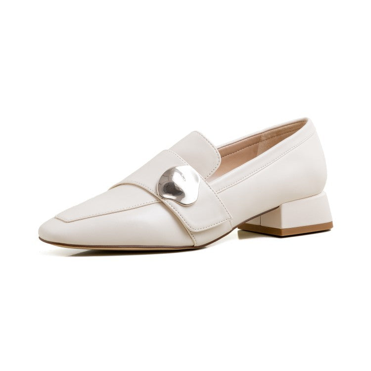 Buckle Loafer Lederschuhe in Weiß / Schwarz