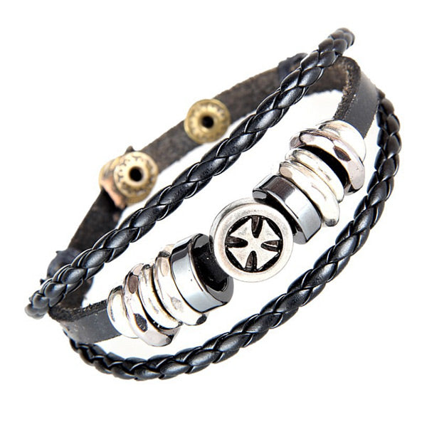 Pulsera de cuero hecha a mano de los hombres