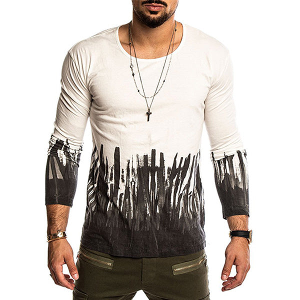 Vyriški marškinėliai ilgomis rankovėmis su medvilniniu atspaudu