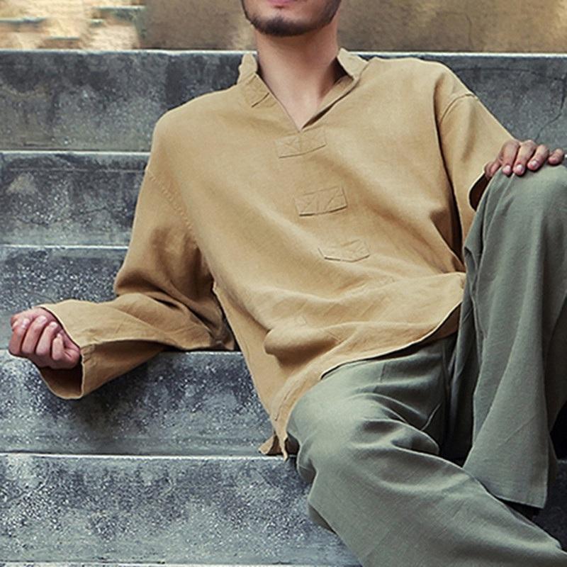 Herren Vintage Loose Umweltfreundliches Super Soft Breathable Linen Shirt