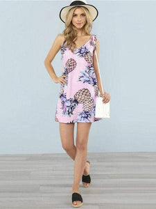 Vestido corto con estampado de piña