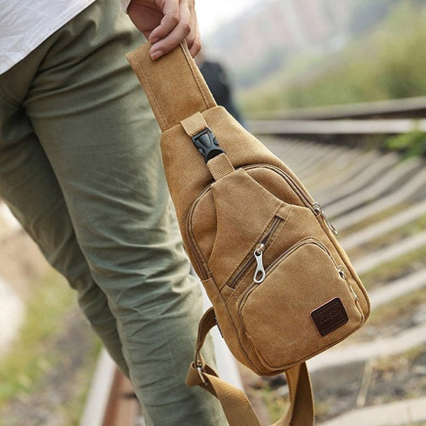 Bolso de hombro multifuncional retro de lona para hombre
