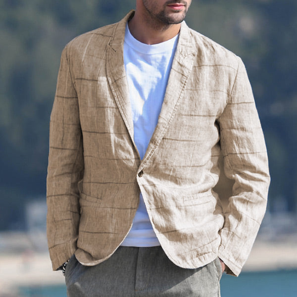 Traje casual a cuadros de lino para hombres