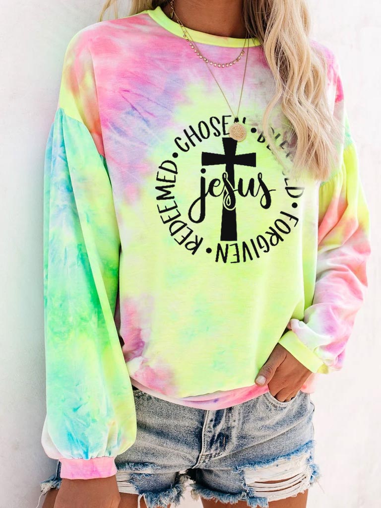 Jesus Cross, auserwähltes gesegnetes vergebenes eingelöstes Batik-T-Shirt