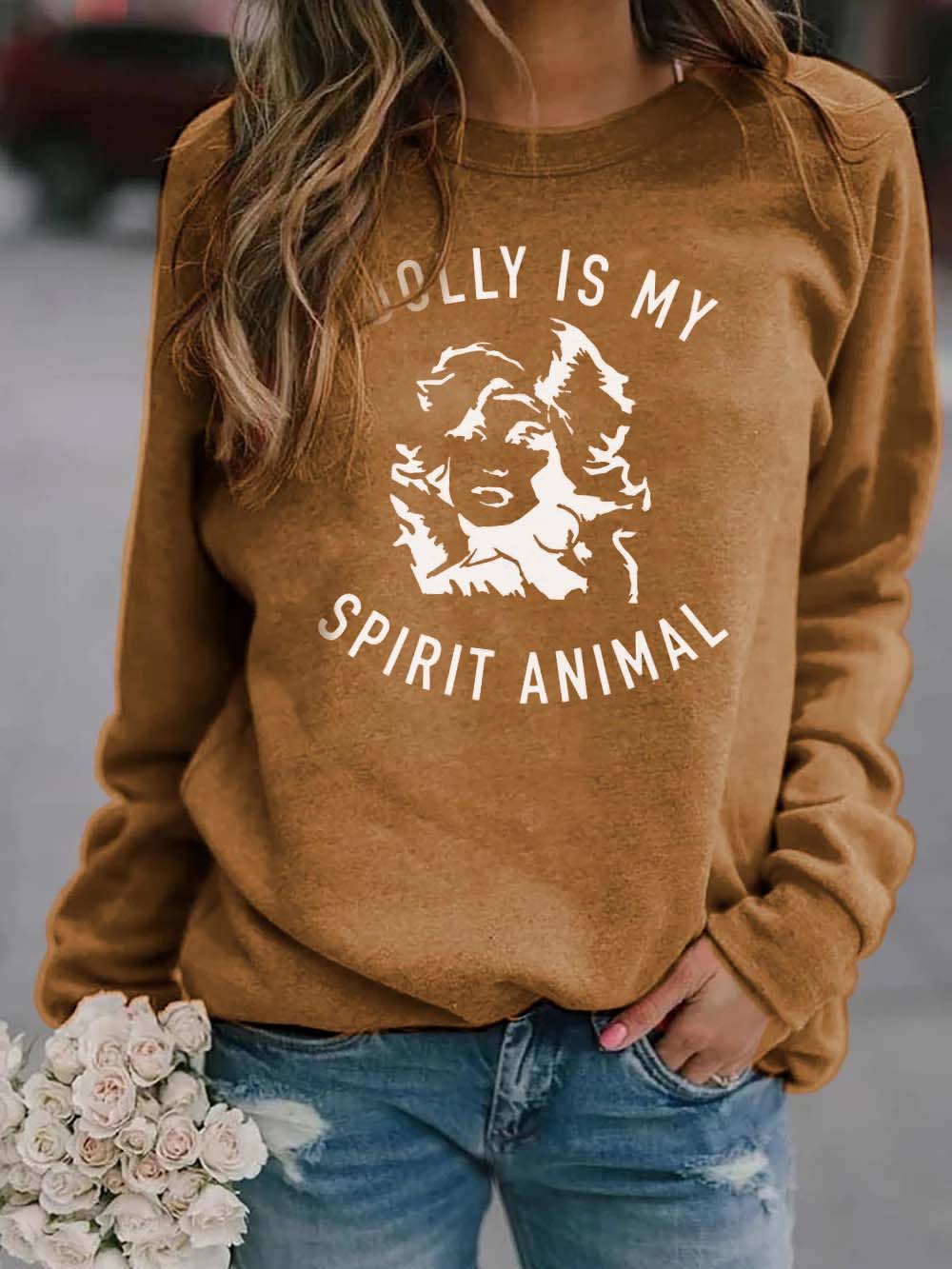 Frau Dolly ist mein Geist Tier gemalt Sweatshirt