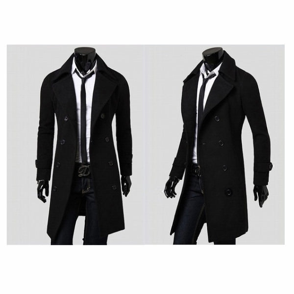 Men's Fashion Winter Long Trench Coat
