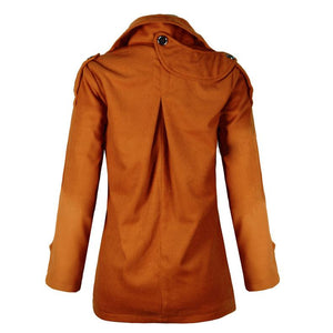 Plus Size Buttoned Solid Casual Shawl Collar Coat