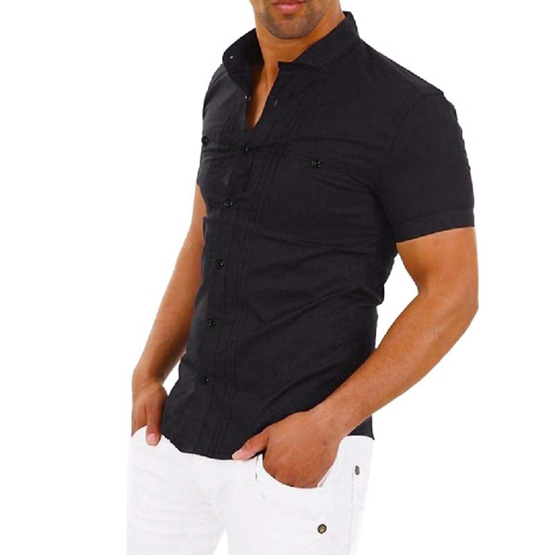 Camiseta cómoda casual delgada para hombres con mangas cortas de algodón y poliéster