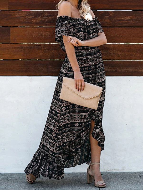 Vestido largo de hombro boho