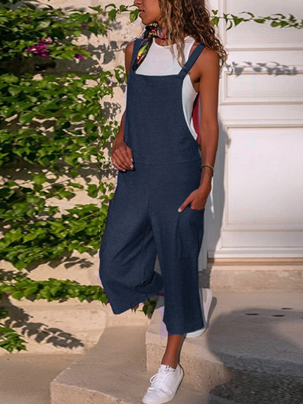 Lose Jumpsuit aus Baumwolle und Leinen für Damen