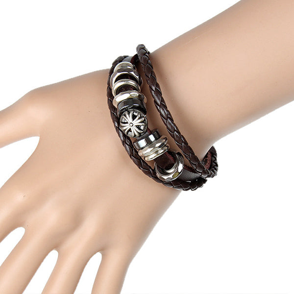 Pulsera de cuero hecha a mano de los hombres