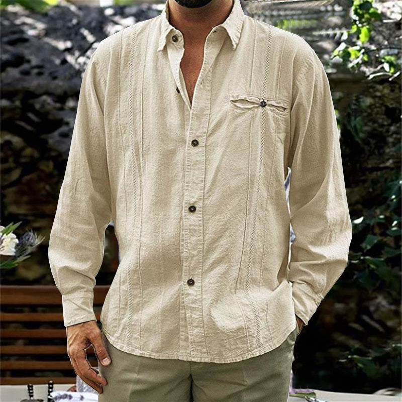 Front Pocket Men Button Down Langarmhemden