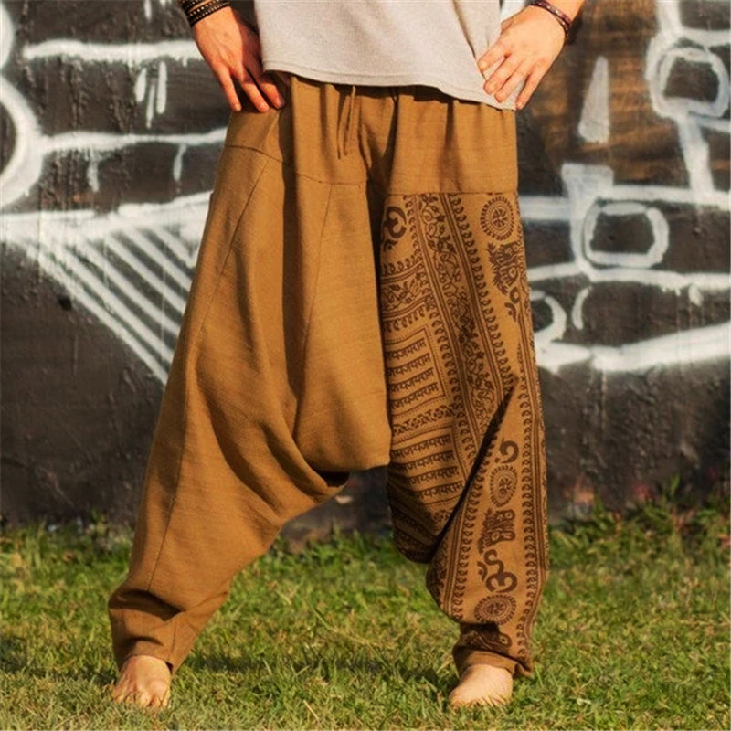 Pantalones de hombre con estampado retro, bragas regulares