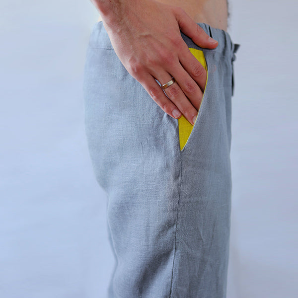 Pantalón de lino natural para hombre
