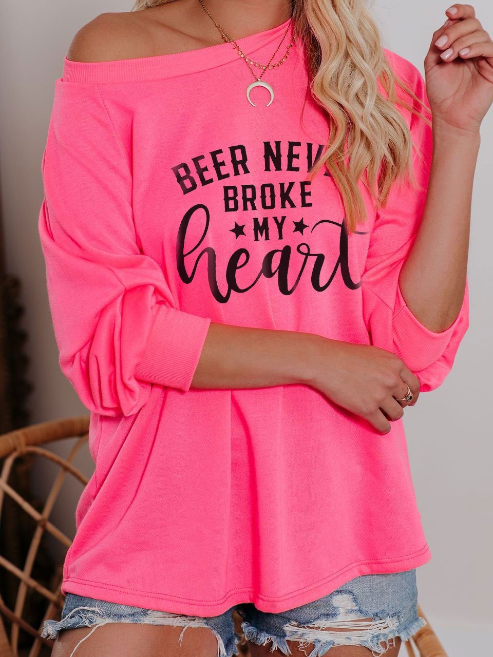 Bier brach nie mein Herz drucken Schulter-T-Shirt