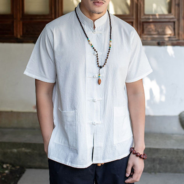 Camisa de algodón de manga corta para hombre