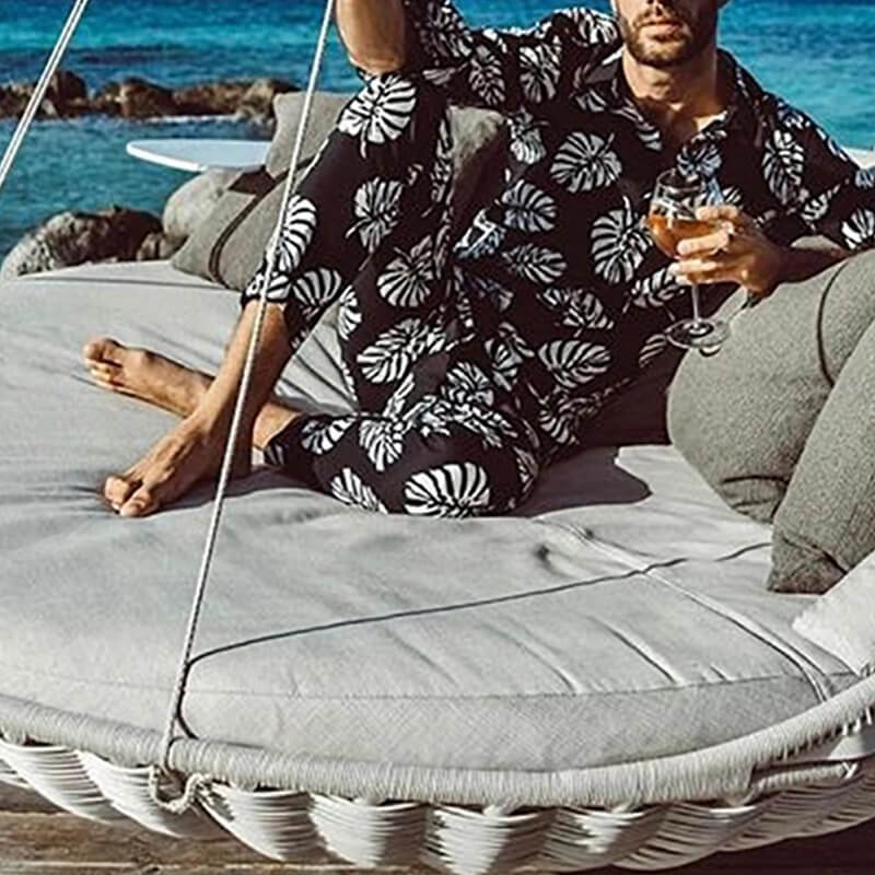 Camisa informal de flores de estilo hawaiano de verano para hombres con mangas largas