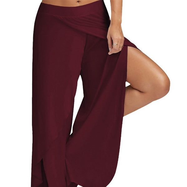 Wide leg flowy casual side slit yoga pants