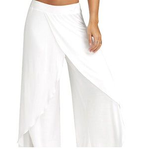 Wide leg flowy casual side slit yoga pants