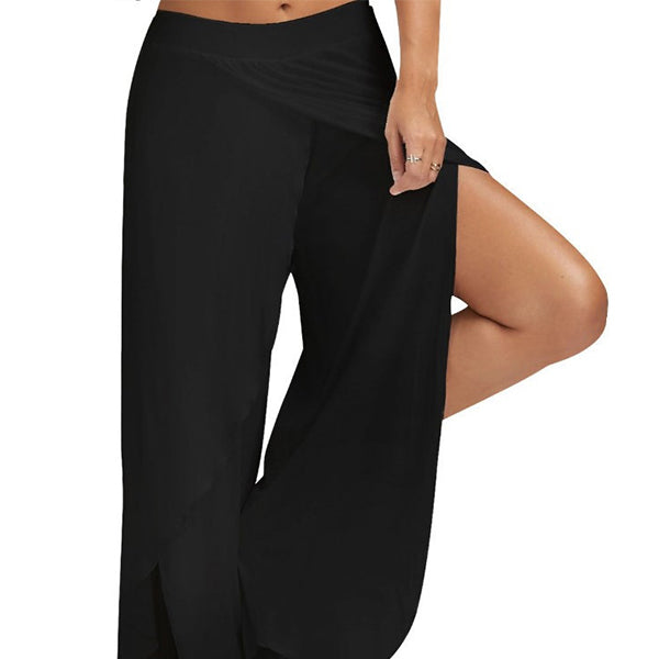 Wide leg flowy casual side slit yoga pants