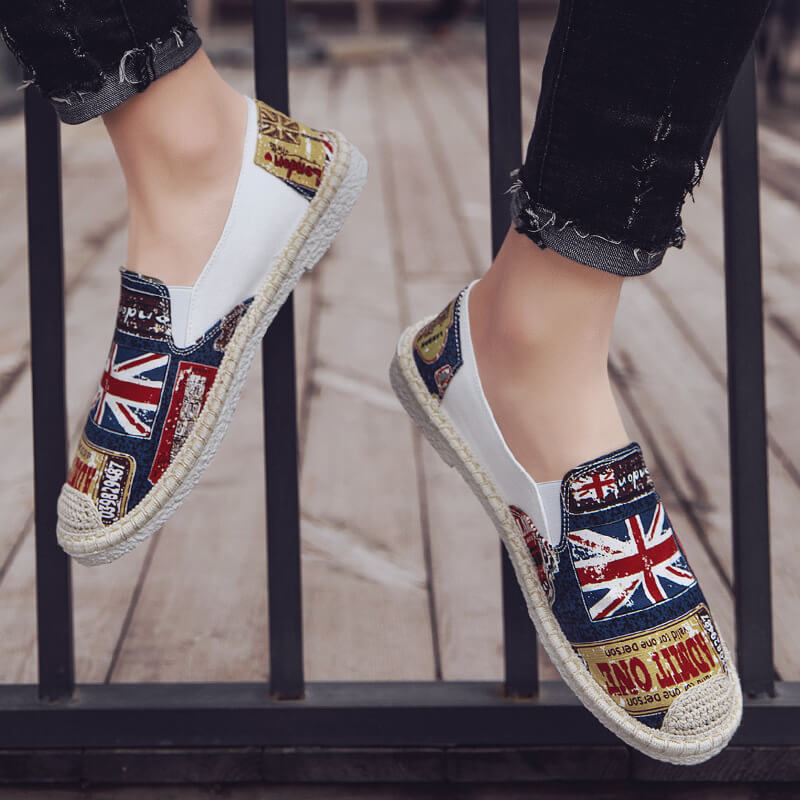 Zapatos de cáñamo cómodos de moda para hombre, lujo y verano.