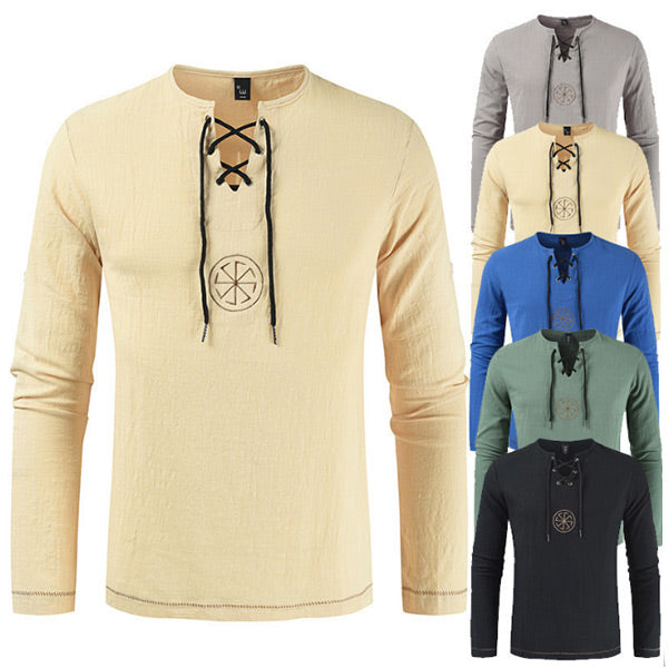Camiseta casual de manga larga bordada para hombre