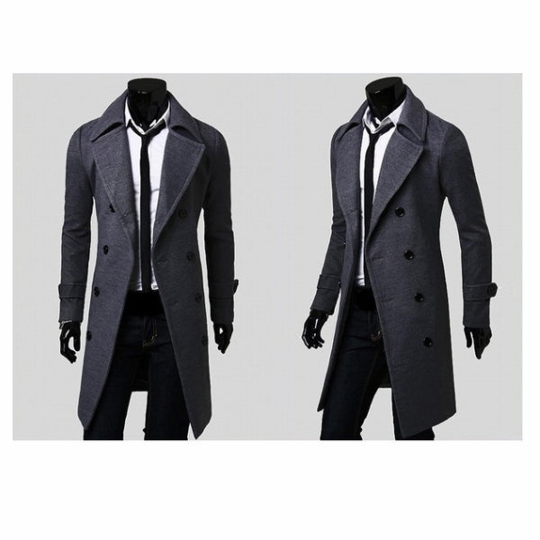 Men's Fashion Winter Long Trench Coat